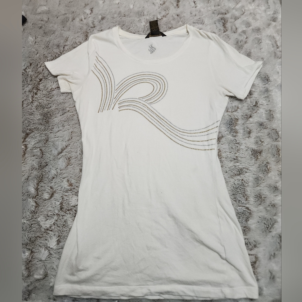 Rocawear White Short Sleeve Tee with Embellished Design